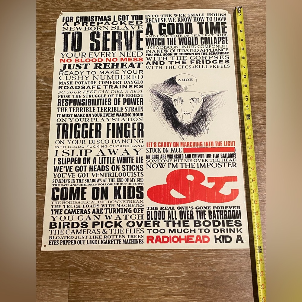 RARE Authentic RADIOHEAD KID A Era Double-Sided Poster